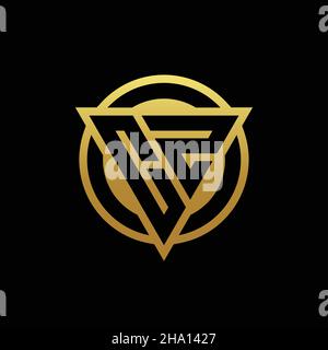 CZ logo monogram with triangle shape and circle rounded style isolated on gold colors and black background design template Stock Vector