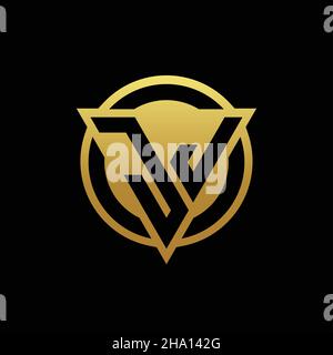 JJ logo monogram with triangle shape and circle rounded style isolated on gold colors and black background design template Stock Vector