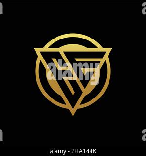 EE logo monogram with triangle shape and circle rounded style isolated on gold colors and black background design template Stock Vector