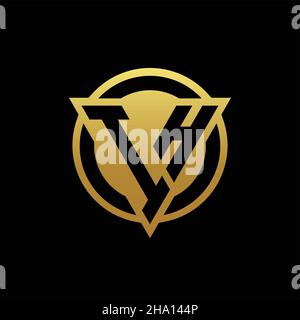 IH logo monogram with triangle shape and circle rounded style isolated on gold colors and black background design template Stock Vector