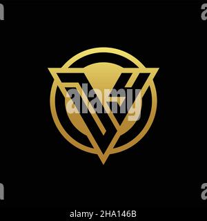 DY logo monogram with triangle shape and circle rounded style isolated on gold colors and black background design template Stock Vector