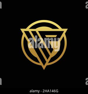KP logo monogram with triangle shape and circle rounded style isolated on gold colors and black background design template Stock Vector