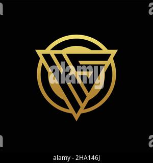 KS logo monogram with triangle shape and circle rounded style isolated on gold colors and black background design template Stock Vector