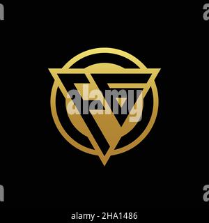 FG logo monogram with triangle shape and circle rounded style isolated on gold colors and black background design template Stock Vector