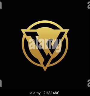 IJ logo monogram with triangle shape and circle rounded style isolated on gold colors and black background design template Stock Vector