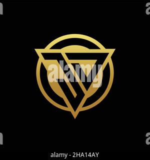 JD logo monogram with triangle shape and circle rounded style isolated on gold colors and black background design template Stock Vector