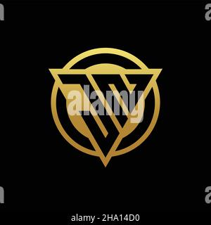 JN logo monogram with triangle shape and circle rounded style isolated on gold colors and black background design template Stock Vector