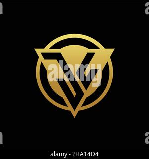 JL logo monogram with triangle shape and circle rounded style isolated on gold colors and black background design template Stock Vector