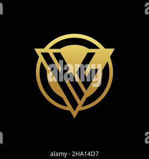 KL logo monogram with triangle shape and circle rounded style isolated on gold colors and black background design template Stock Vector