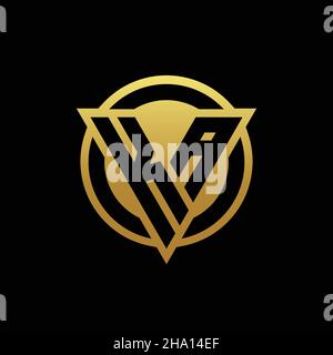 KA logo monogram with triangle shape and circle rounded style isolated on gold colors and black background design template Stock Vector