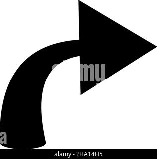 Vector illustration of a black curved arrow pointing to the right Stock Vector