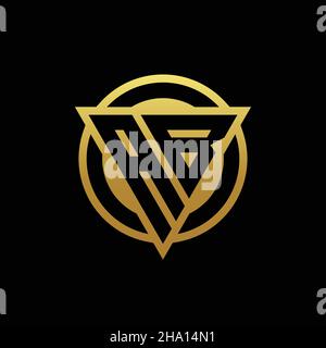 AB logo monogram with triangle shape and circle rounded style isolated on gold colors and black background design template Stock Vector