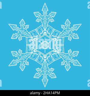 Snowflake sketch vector on light blue Stock Vector