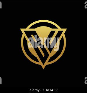 BU logo monogram with triangle shape and circle rounded style isolated on gold colors and black background design template Stock Vector