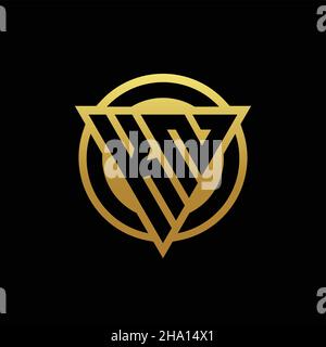 KN logo monogram with triangle shape and circle rounded style isolated on gold colors and black background design template Stock Vector