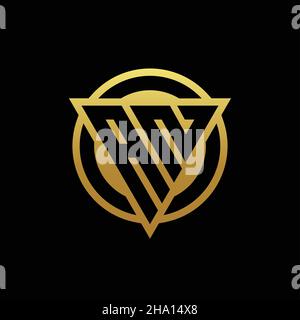 AN logo monogram with triangle shape and circle rounded style isolated on gold colors and black background design template Stock Vector