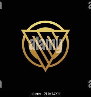 NN logo monogram with triangle shape and circle rounded style isolated on gold colors and black background design template Stock Vector