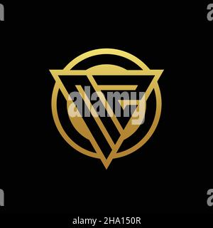NZ logo monogram with triangle shape and circle rounded style isolated on gold colors and black background design template Stock Vector