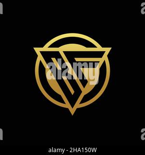 BF logo monogram with triangle shape and circle rounded style isolated on gold colors and black background design template Stock Vector