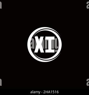 XI logo initial letter monogram with circle slice rounded design template isolated in black background Stock Vector