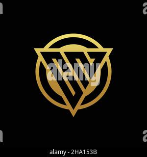 CN logo monogram with triangle shape and circle rounded style isolated on gold colors and black background design template Stock Vector