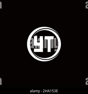 YT logo initial letter monogram with circle slice rounded design template isolated in black background Stock Vector