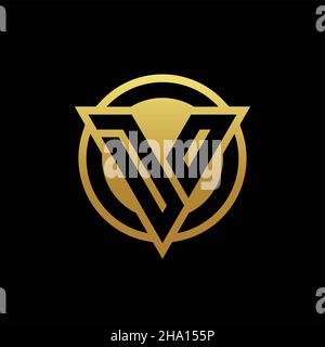 DO logo monogram with triangle shape and circle rounded style isolated on gold colors and black background design template Stock Vector