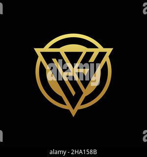 CY logo monogram with triangle shape and circle rounded style isolated on gold colors and black background design template Stock Vector