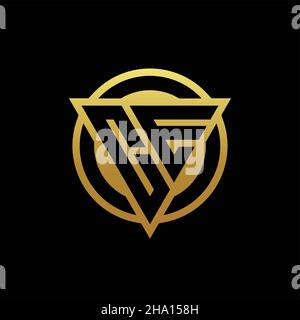 CE logo monogram with triangle shape and circle rounded style isolated on gold colors and black background design template Stock Vector