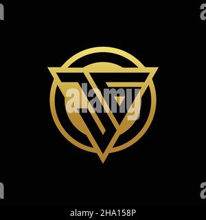JG logo monogram with triangle shape and circle rounded style isolated on gold colors and black background design template Stock Vector