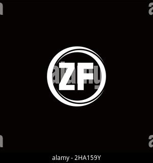 ZF logo initial letter monogram with circle slice rounded design template isolated in black background Stock Vector