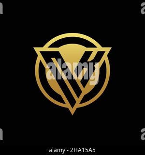 NK logo monogram with triangle shape and circle rounded style isolated on gold colors and black background design template Stock Vector