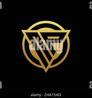 NP logo monogram with triangle shape and circle rounded style isolated on gold colors and black background design template Stock Vector