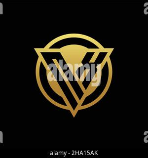 NX logo monogram with triangle shape and circle rounded style isolated on gold colors and black background design template Stock Vector