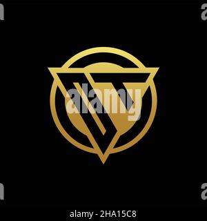 OT logo monogram with triangle shape and circle rounded style isolated on gold colors and black background design template Stock Vector