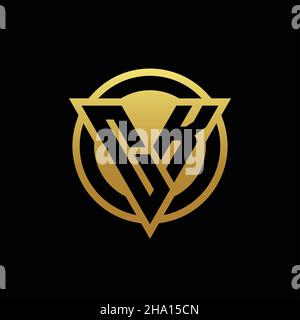 CK logo monogram with triangle shape and circle rounded style isolated on gold colors and black background design template Stock Vector