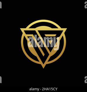 DB logo monogram with triangle shape and circle rounded style isolated on gold colors and black background design template Stock Vector