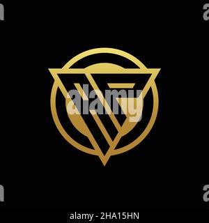 AP logo monogram with triangle shape and circle rounded style isolated on gold colors and black background design template Stock Vector