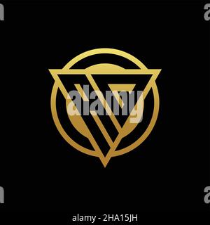 AQ logo monogram with triangle shape and circle rounded style isolated on gold colors and black background design template Stock Vector