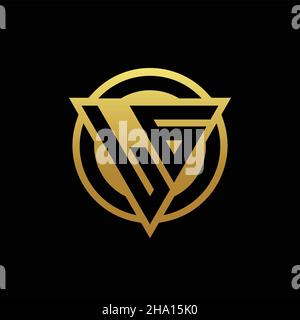 LG logo monogram with triangle shape and circle rounded style isolated on gold colors and black background design template Stock Vector