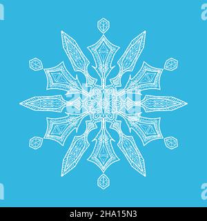Snowflake sketch vector on light blue Stock Vector