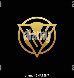 GX logo monogram with triangle shape and circle rounded style isolated on gold colors and black background design template Stock Vector