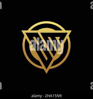 BM logo monogram with triangle shape and circle rounded style isolated on gold colors and black background design template Stock Vector