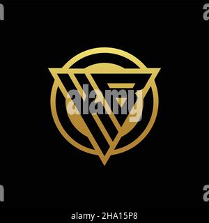 KB logo monogram with triangle shape and circle rounded style isolated on gold colors and black background design template Stock Vector