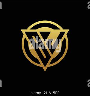 BJ logo monogram with triangle shape and circle rounded style isolated on gold colors and black background design template Stock Vector