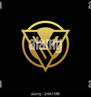 EC logo monogram with triangle shape and circle rounded style isolated on gold colors and black background design template Stock Vector
