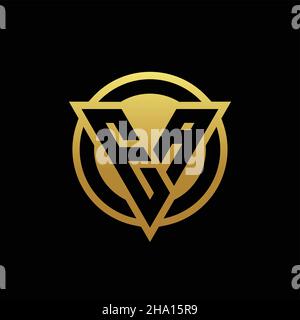 EA logo monogram with triangle shape and circle rounded style isolated on gold colors and black background design template Stock Vector