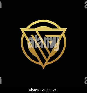 NG logo monogram with triangle shape and circle rounded style isolated on gold colors and black background design template Stock Vector