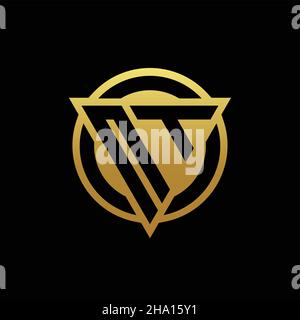 NT logo monogram with triangle shape and circle rounded style isolated on gold colors and black background design template Stock Vector