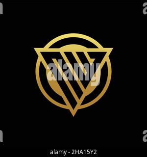 NW logo monogram with triangle shape and circle rounded style isolated on gold colors and black background design template Stock Vector